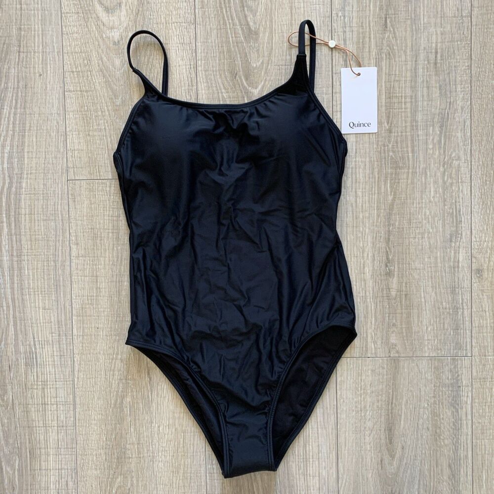 Quince Italian Cami One-Piece Swimsuit Black Size Small S